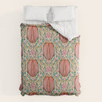 Retro Floral Beetle - pink red gold and teal Duvet Cover Gallery Image 6