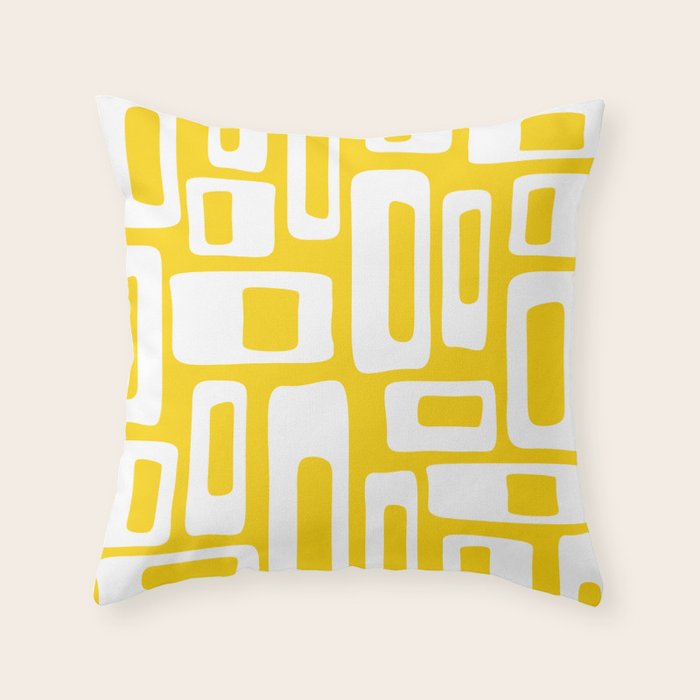 Retro Mid Century Modern Abstract Pattern 335 Yellow Throw Pillow Gallery Image 1