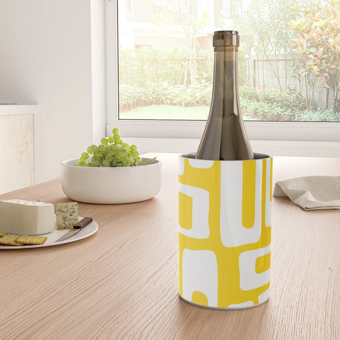 Retro Mid Century Modern Abstract Pattern 335 Yellow Wine Chiller Gallery Image 4