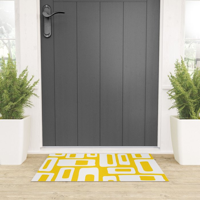 Retro Mid Century Modern Abstract Pattern 335 Yellow Welcome Mat Gallery Image 3