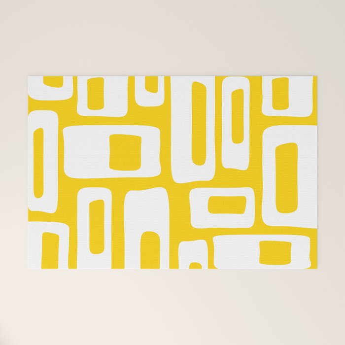 Retro Mid Century Modern Abstract Pattern 335 Yellow Welcome Mat Gallery Image 1