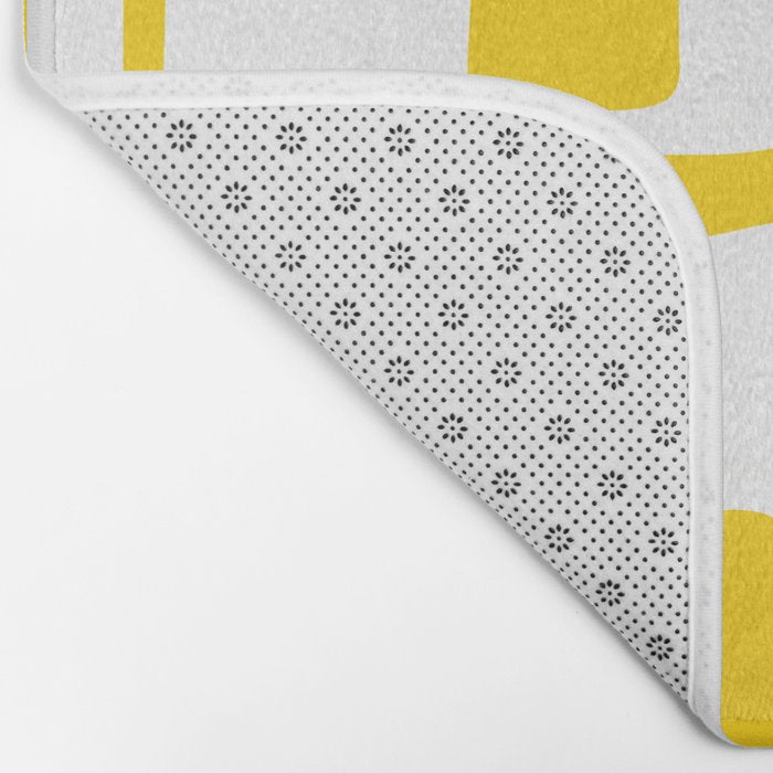 Retro Mid Century Modern Abstract Pattern 335 Yellow Bath Mat Gallery Image 2