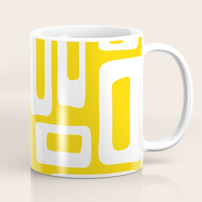 Retro Mid Century Modern Abstract Pattern 335 Yellow Coffee Mug Gallery Image 1