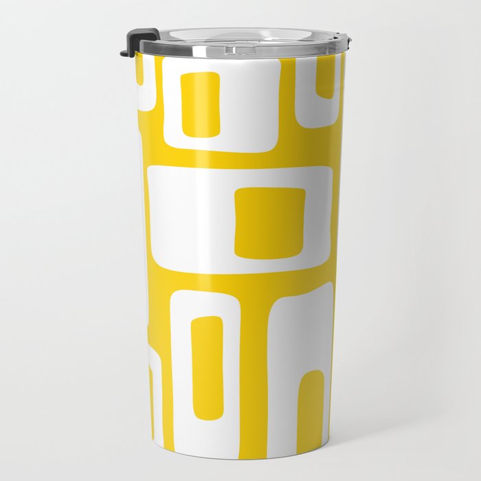 Retro Mid Century Modern Abstract Pattern 335 Yellow Travel Mug Gallery Image 3