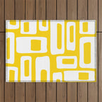 Retro Mid Century Modern Abstract Pattern 335 Yellow Outdoor Rug Gallery Image 1