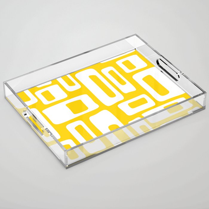 Retro Mid Century Modern Abstract Pattern 335 Yellow Acrylic Tray Gallery Image 1