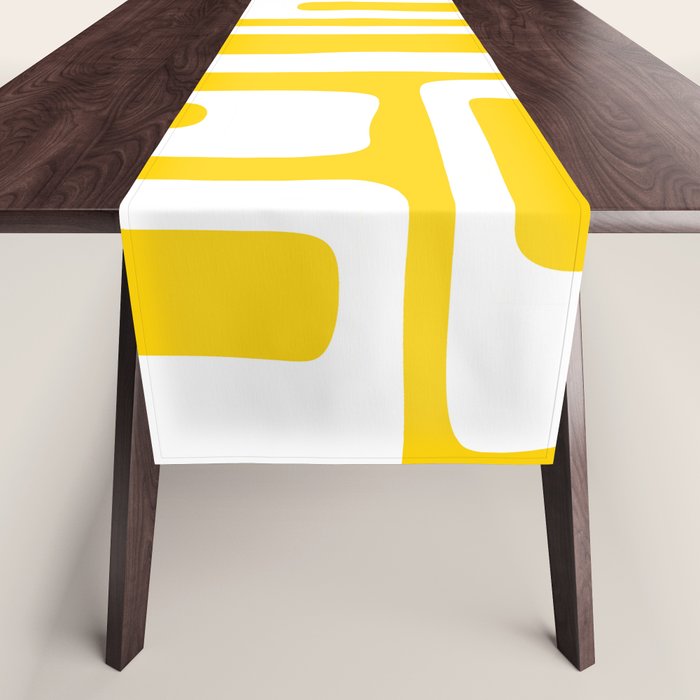 Retro Mid Century Modern Abstract Pattern 335 Yellow Table Runner Gallery Image 1