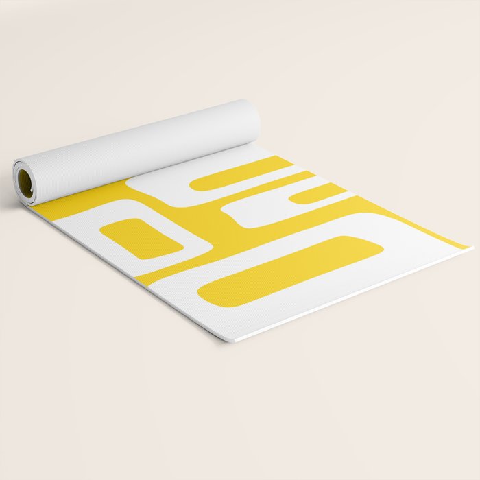 Retro Mid Century Modern Abstract Pattern 335 Yellow Yoga Mat Gallery Image 2