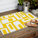 Retro Mid Century Modern Abstract Pattern 335 Yellow Outdoor Rug Gallery Image 2