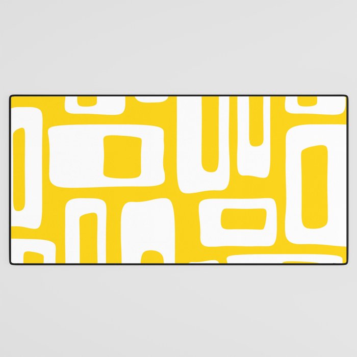 Retro Mid Century Modern Abstract Pattern 335 Yellow Desk Mat Gallery Image 3