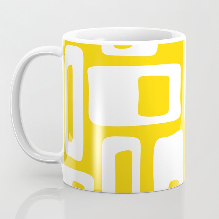 Retro Mid Century Modern Abstract Pattern 335 Yellow Coffee Mug Gallery Image 3