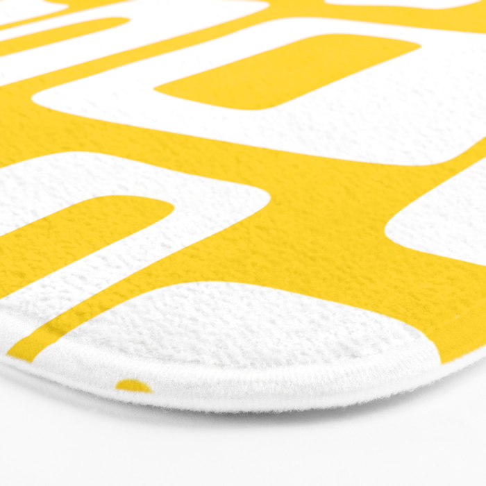 Retro Mid Century Modern Abstract Pattern 335 Yellow Bath Mat Gallery Image 3