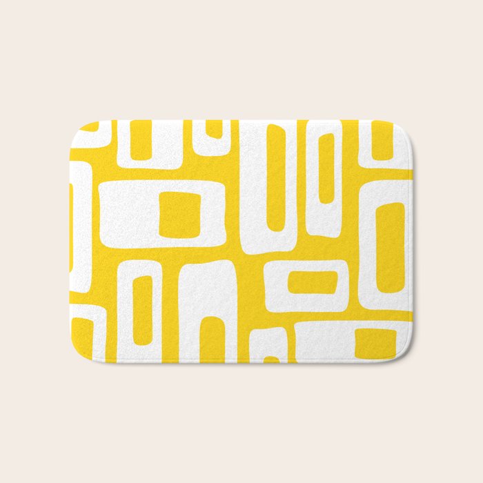Retro Mid Century Modern Abstract Pattern 335 Yellow Bath Mat Gallery Image 1