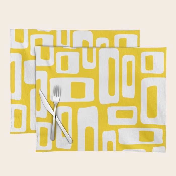 Retro Mid Century Modern Abstract Pattern 335 Yellow Placemat Gallery Image 1