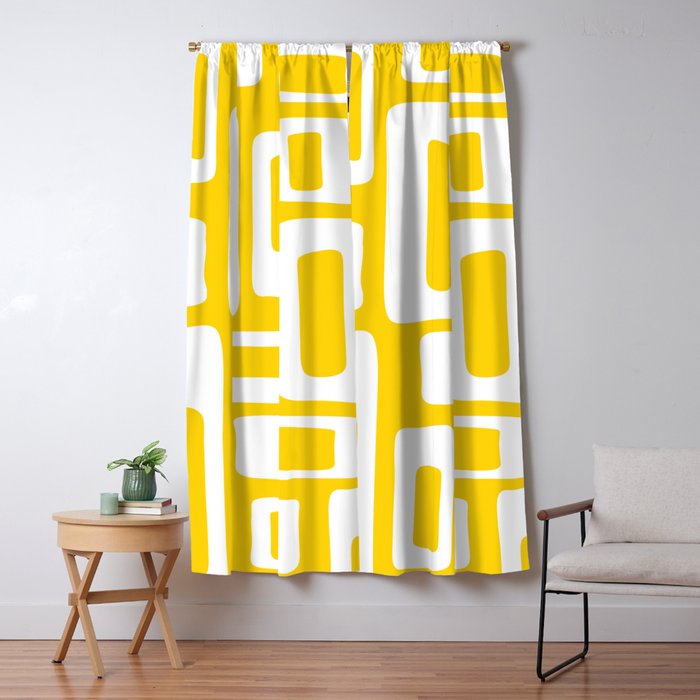 Retro Mid Century Modern Abstract Pattern 335 Yellow Window Curtain Gallery Image 5