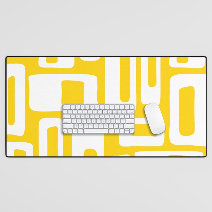 Retro Mid Century Modern Abstract Pattern 335 Yellow Desk Mat Gallery Image 1