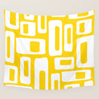 Retro Mid Century Modern Abstract Pattern 335 Yellow Wall Tapestry Gallery Image 4