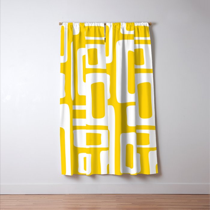 Retro Mid Century Modern Abstract Pattern 335 Yellow Window Curtain Gallery Image 3