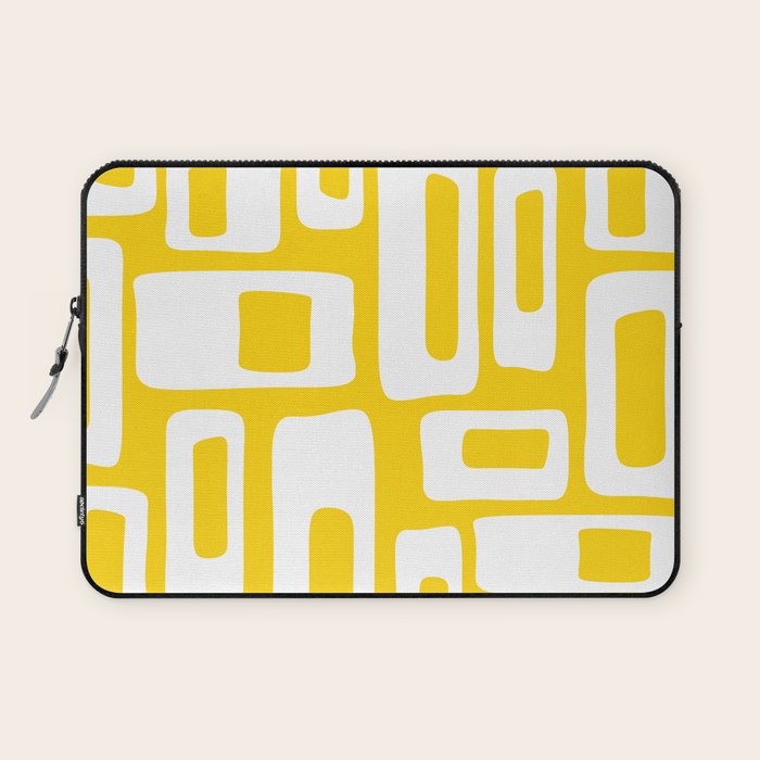 Retro Mid Century Modern Abstract Pattern 335 Yellow Laptop Sleeve Gallery Image 1