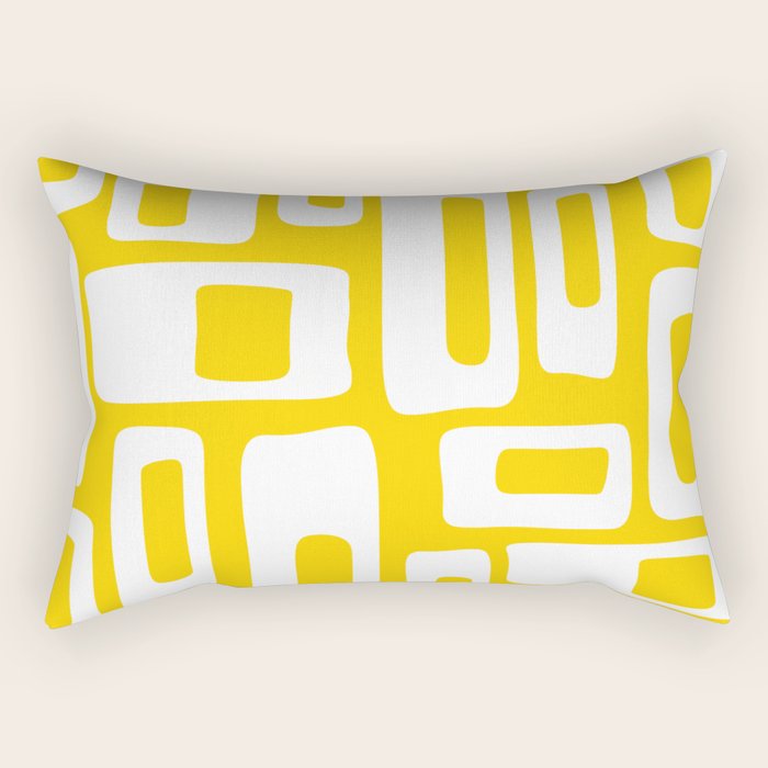 Retro Mid Century Modern Abstract Pattern 335 Yellow Rectangular Pillow Gallery Image 1