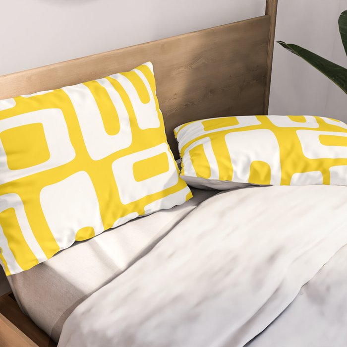 Retro Mid Century Modern Abstract Pattern 335 Yellow Pillow Sham Gallery Image 2