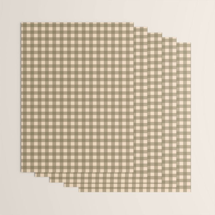 Gingham Plaid Olive Vintage Green Wrapping Paper Gallery Image 3