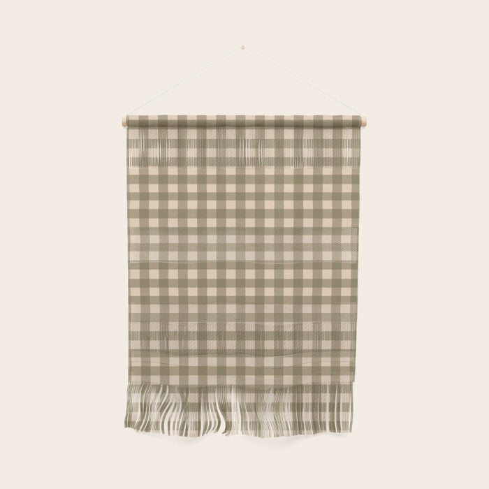 Gingham Plaid Olive Vintage Green Wall Hanging Gallery Image 1