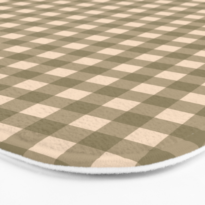 Gingham Plaid Olive Vintage Green Bath Mat Gallery Image 3