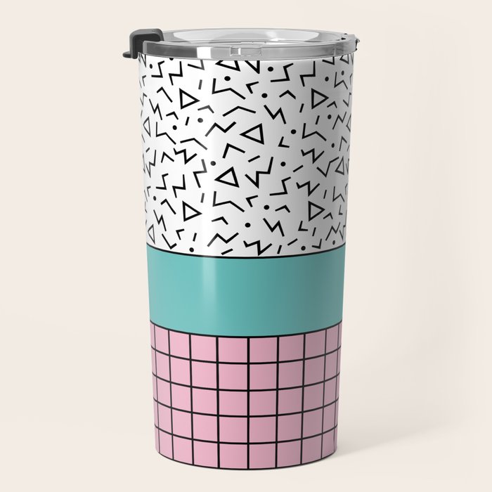 Memphis Pattern 33 / 80s - 90s Retro Travel Mug Gallery Image 3