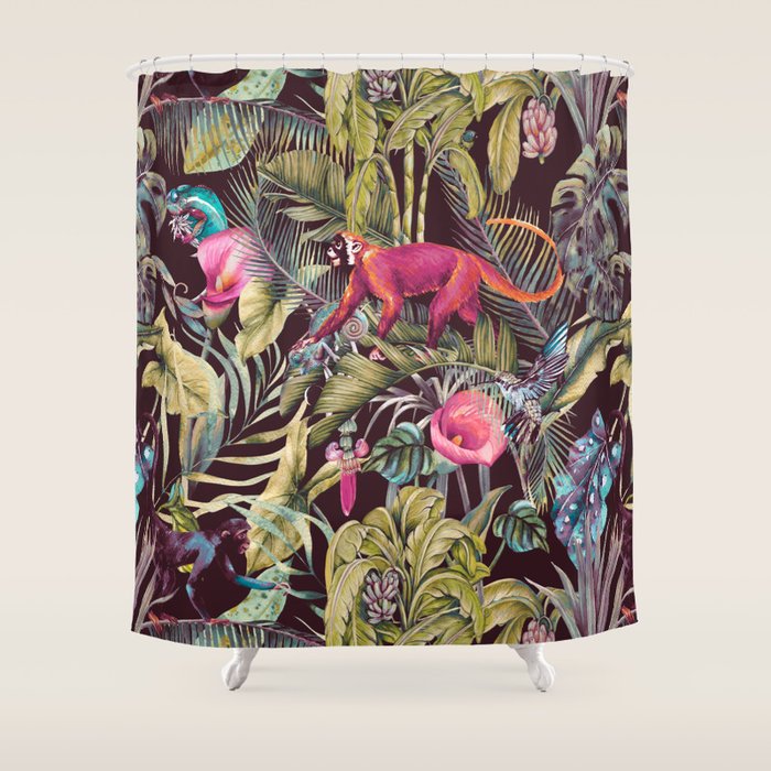 Fantasy in the nocturnal tropical jungle Shower Curtain Gallery Image 1