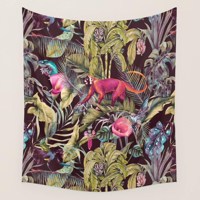 Fantasy in the nocturnal tropical jungle Wall Tapestry Gallery Image 4