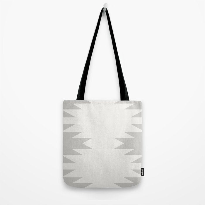 Geometric Southwestern Minimalism - White and Grey Tote Bag Gallery Image 2