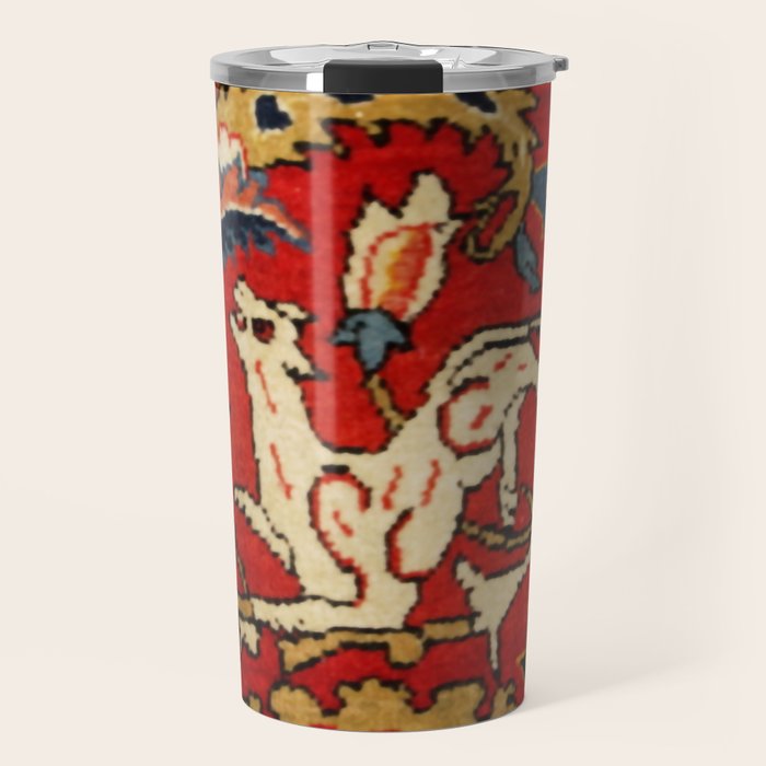 Persian Floral Animal Rug Print Travel Mug Gallery Image 1