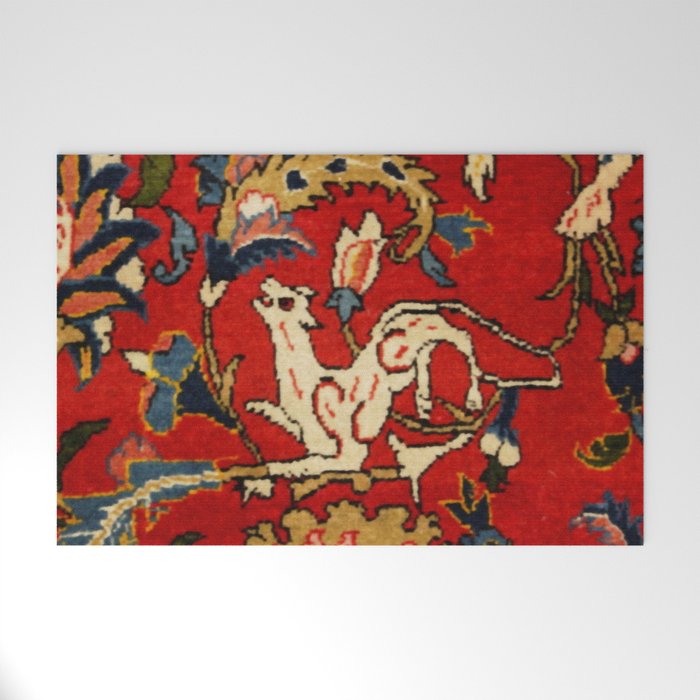Persian Floral Animal Rug Print Welcome Mat Gallery Image 1