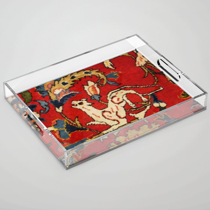 Persian Floral Animal Rug Print Acrylic Tray Gallery Image 1
