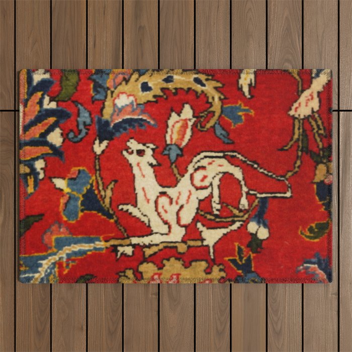 Persian Floral Animal Rug Print Outdoor Rug Gallery Image 1