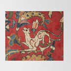 Persian Floral Animal Rug Print Throw Blanket Gallery Image 2