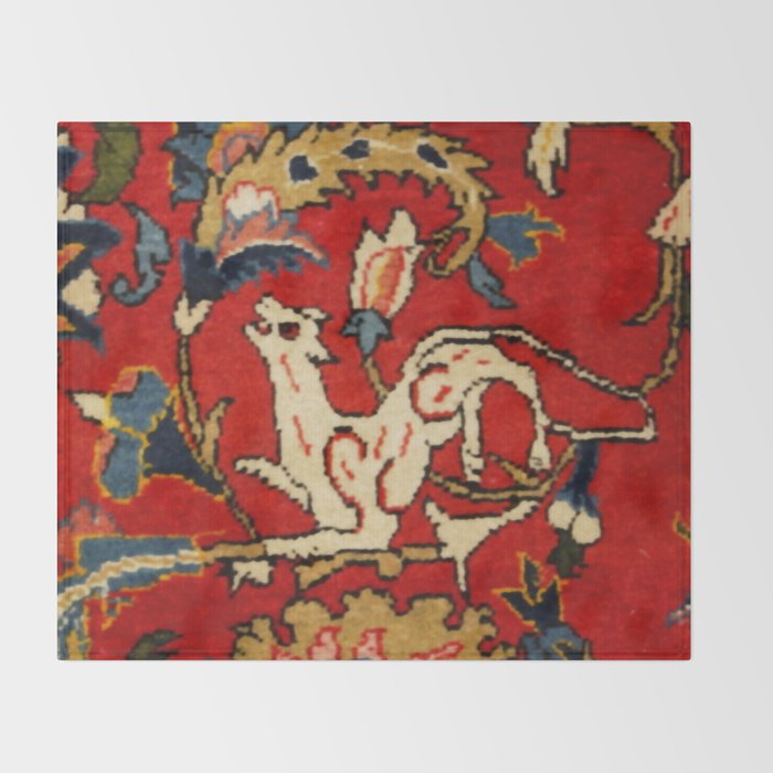 Persian Floral Animal Rug Print Throw Blanket Gallery Image 2