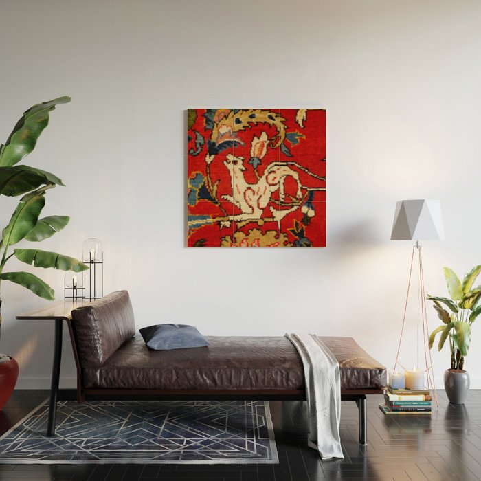 Persian Floral Animal Rug Print Wood Wall Art Gallery Image 2