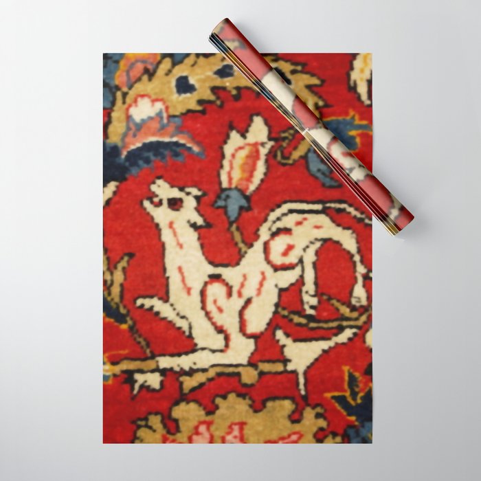 Persian Floral Animal Rug Print Wrapping Paper Gallery Image 1