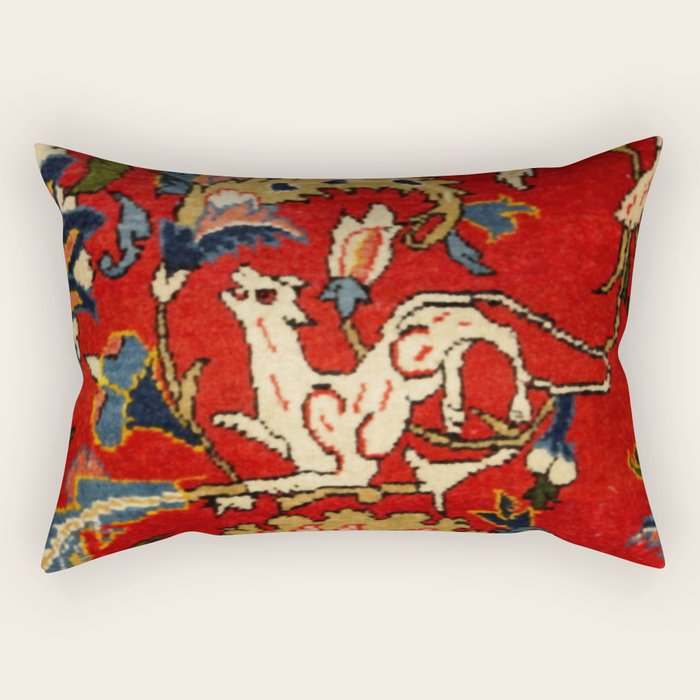 Persian Floral Animal Rug Print Rectangular Pillow Gallery Image 2