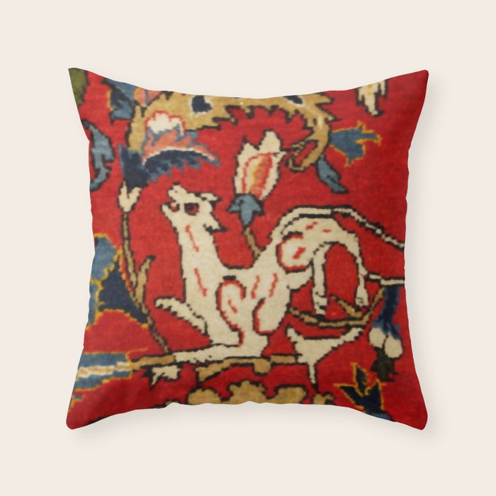 Persian Floral Animal Rug Print Throw Pillow Gallery Image 6