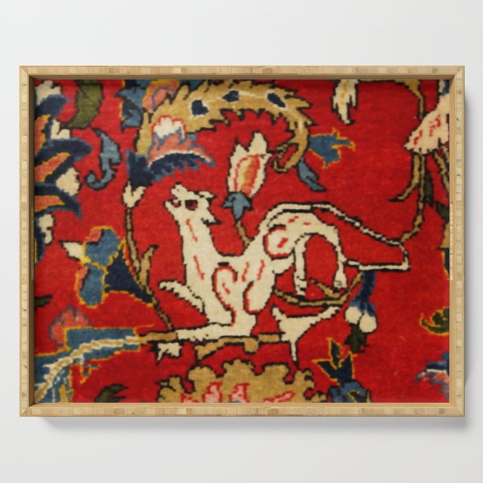 Persian Floral Animal Rug Print Serving Tray Gallery Image 1