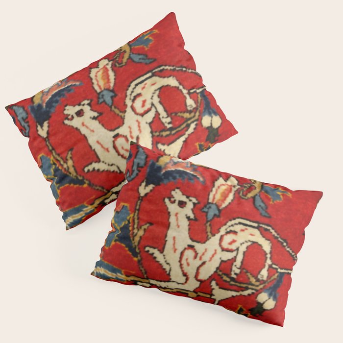 Persian Floral Animal Rug Print Pillow Sham Gallery Image 3