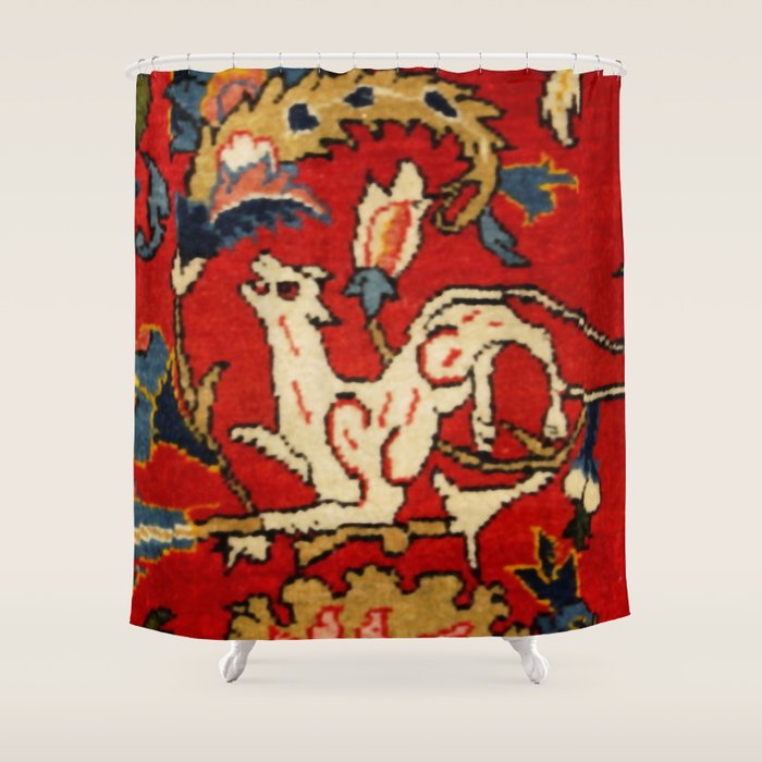 Persian Floral Animal Rug Print Shower Curtain Gallery Image 1