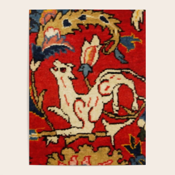 Persian Floral Animal Rug Print Poster Gallery Image 1