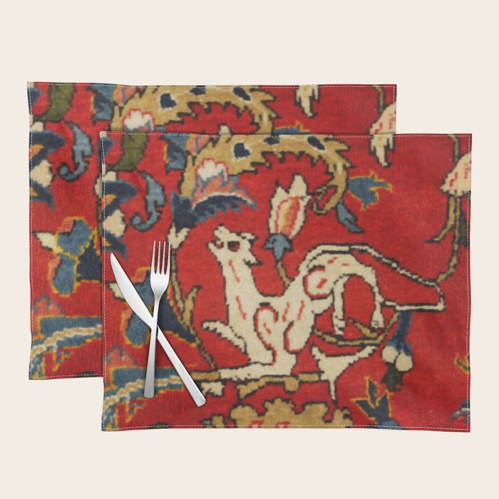 Persian Floral Animal Rug Print Placemat Gallery Image 1