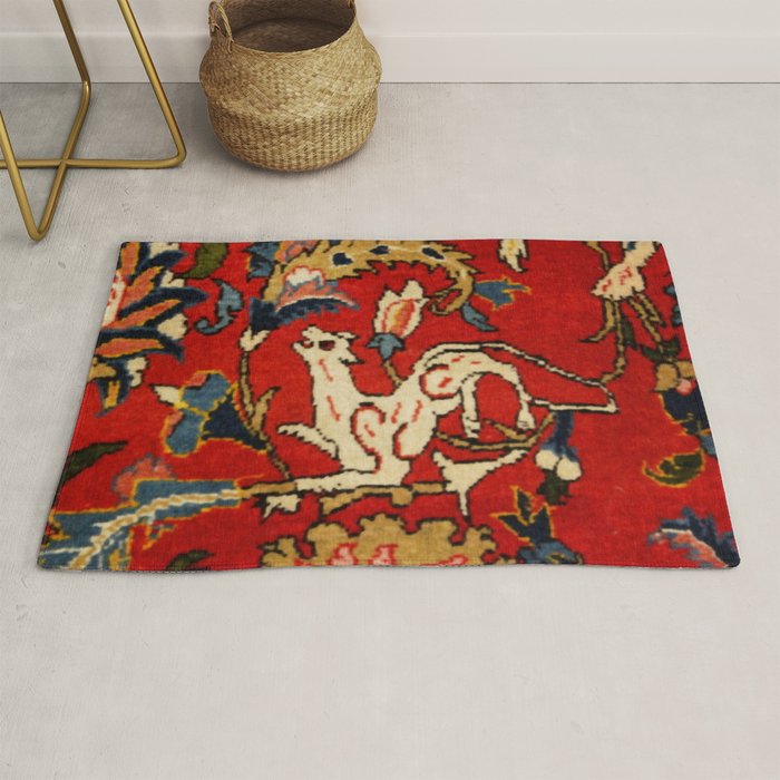 Persian Floral Animal Rug Print Rug Gallery Image 1