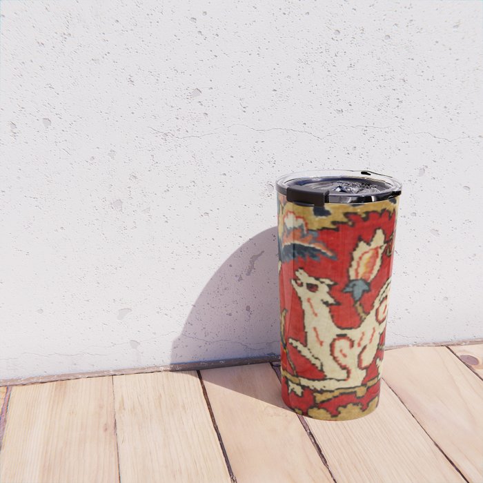 Persian Floral Animal Rug Print Travel Mug Gallery Image 4