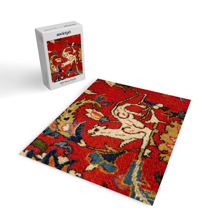 Persian Floral Animal Rug Print Jigsaw Puzzle Gallery Image 2